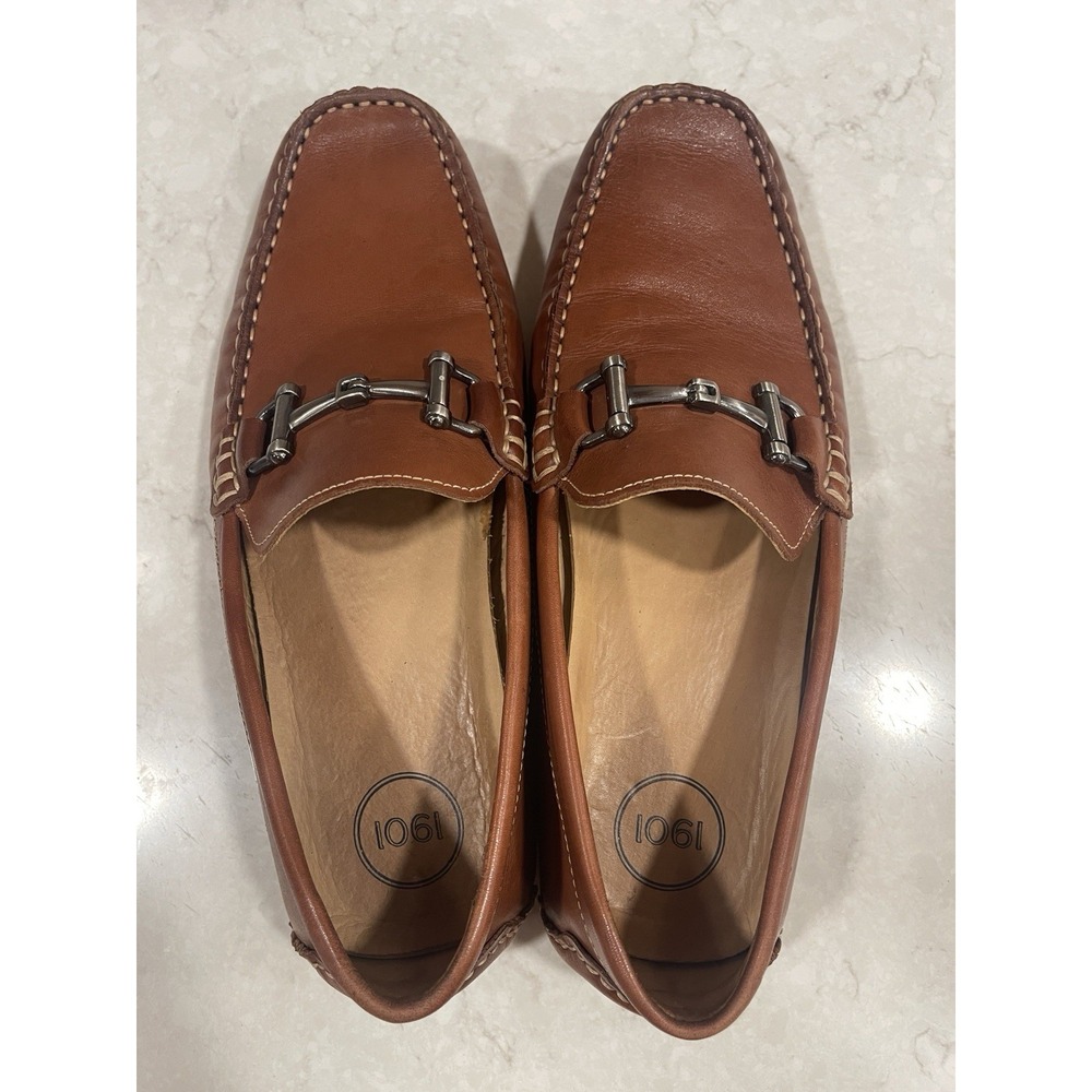 1901 Nordstrom Mens Cognac Brown Leather Bit Driving Loafers M06516 Size 10.5 M